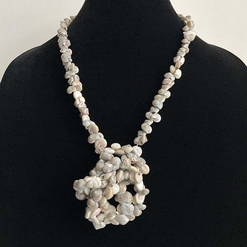 Shell Necklace Long Tiny Sea Shell Beaded Pearles… - image 6